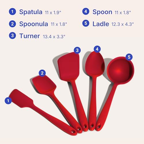 GIR: 5-Piece Silicone Essentials Kitchen Utensils Set – Cherry Red