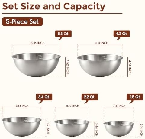 Gronivex Stainless Steel Mixing Bowls Set