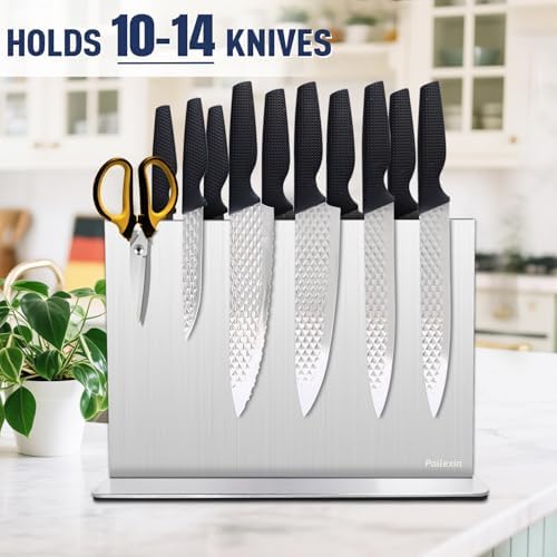 Magnetic Knife Block Without Knives—Stainless Steel Double-Sided Magnetic Knife