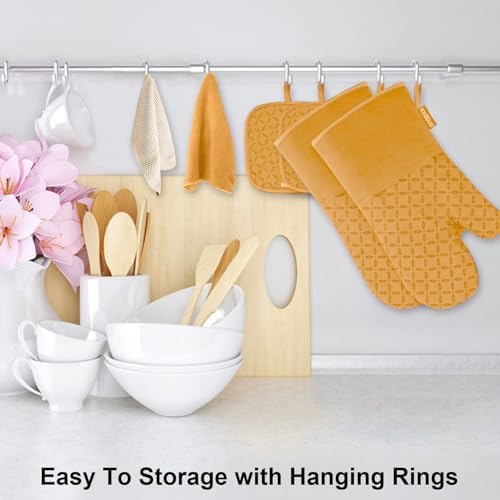 KEGOUU Oven Mitts and Pot Holders 6pcs Set, Kitchen Oven Glove High Heat