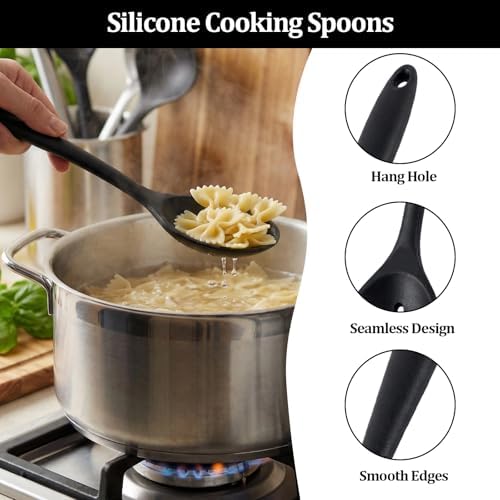 4 Pack Silicone Cooking Spoons, Silicone Spoons