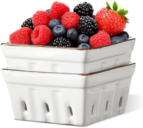 ONEMORE Ceramic Berry Basket Square Fruit Bowls