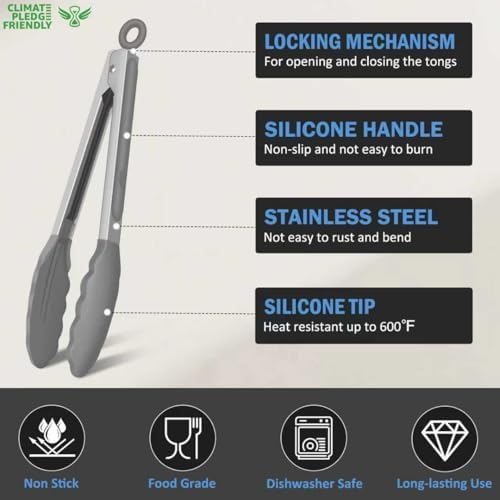 Tongs for Cooking, Stainless Steel Kitchen Tongs