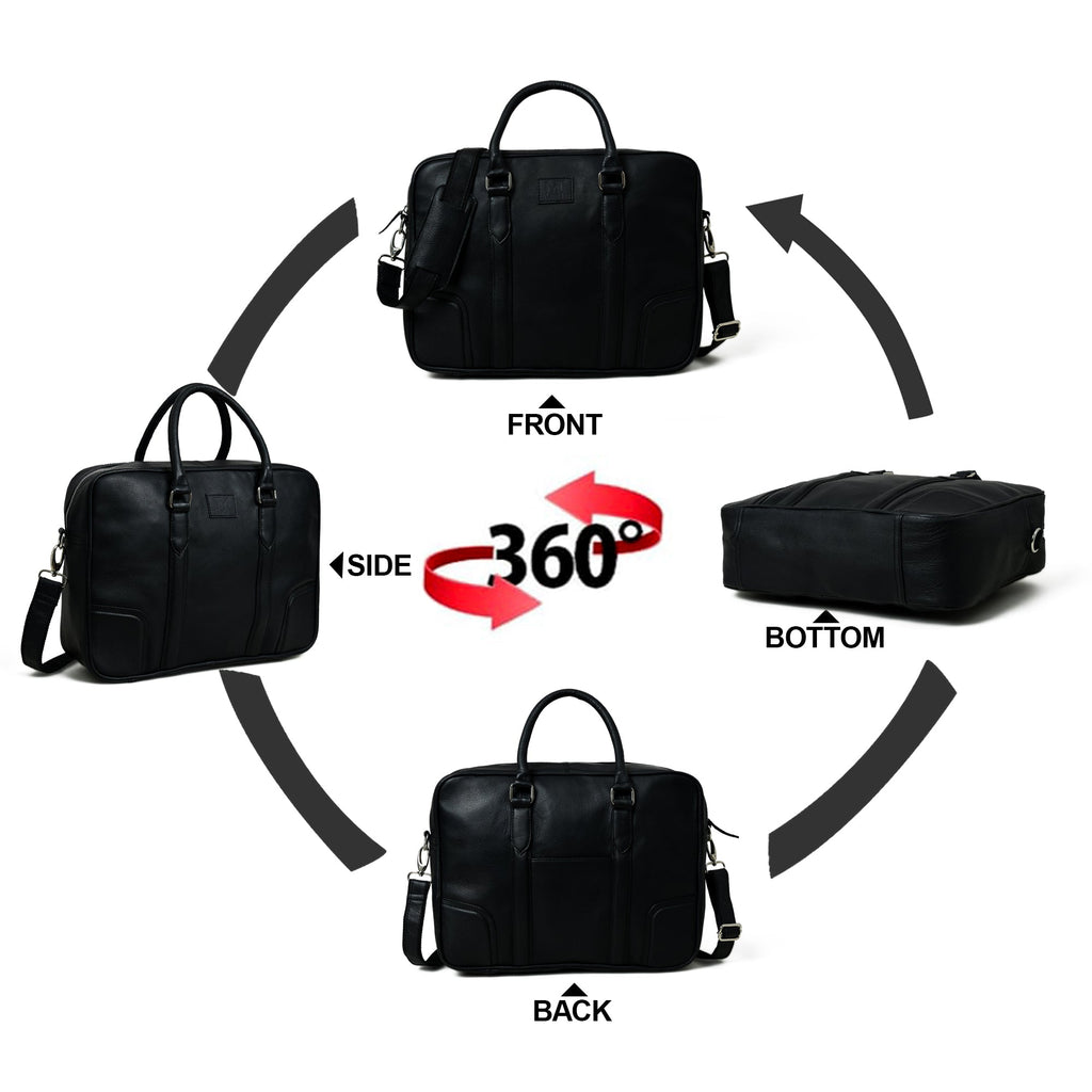 Texas Black Leather Briefcase