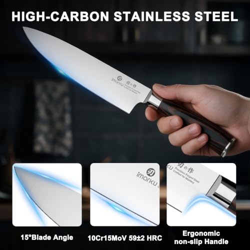 imarku 18-Piece Japanese Santoku Stainless Steel Knife Set