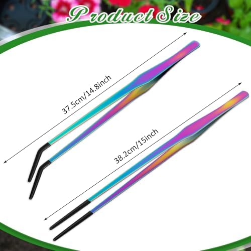 Lasnten 2 Pcs Extra Long Stainless Steel Reptile Feeding Tongs
