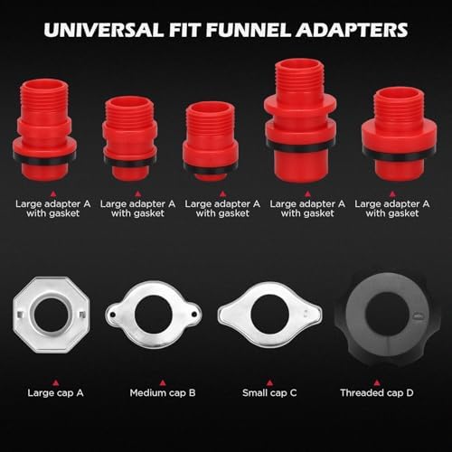 22-Piece No-Spill Coolant Filling Funnel Kit and Siphon Hose Pump, Radiator