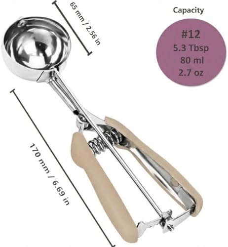 #12 Large Cookie Scoop, 5.3Tbsp/80ml/2.7oz Cookie Dough Scoop, Muffin Scoop