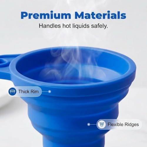 Kitchen Funnel Set 3 Pack, Food Grade Silicone Funnels
