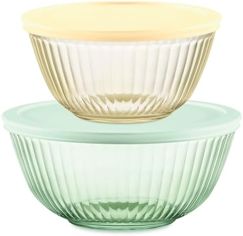 Pyrex Colors Sculpted Tinted Small/Medium Glass Mixing Bowls