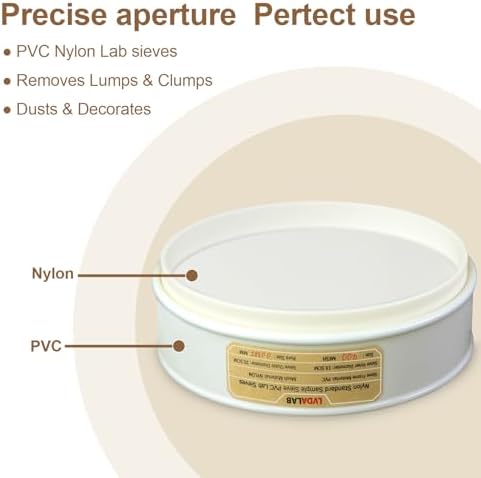 7.9" PVC Lab Sieve, Nylon Mesh, 400 Mesh Screen Sifter