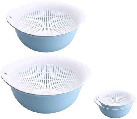 Colander Bowl Set of 2, Nesting Large Capacity Plastic Food Strainer