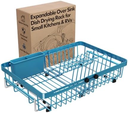MAJALiS Blue Expandable Dish Drying Rack Over The Sink