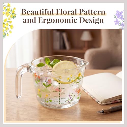 17 oz Flower Glass Measuring Cup