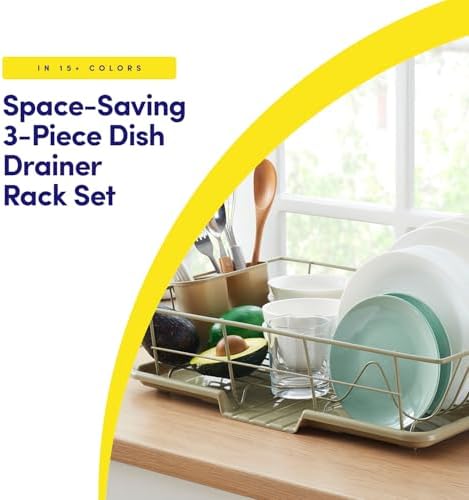 Space-Saving 3-Piece Dish Drainer Rack Set: Efficient Kitchen Organizer