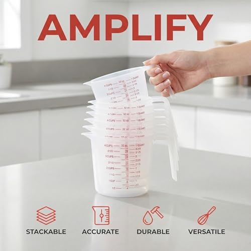 8 Pcs 4 Cup/32 Oz Plastic Measuring Cups