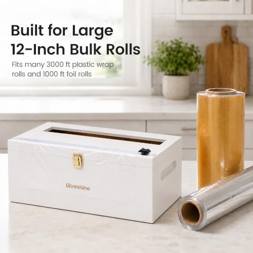 Libreshine 12-Inch Bamboo Plastic Wrap Dispenser