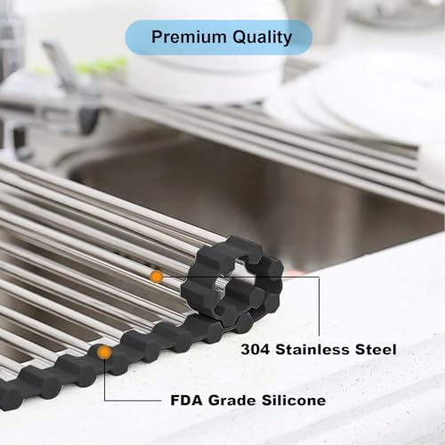 Searik Dish Drying Rack Roll Up Sink Drying Rack, Over The Sink Dish Rack