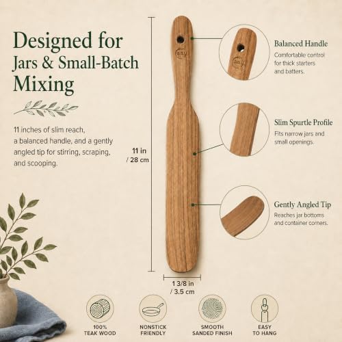 FAAY Teak Wooden Skinny Spurtle Spatula