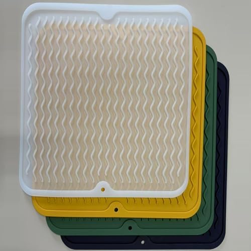 Silicone Dish Drying Mat, Non-Slip Easy Clean Sink Mat, Translucent