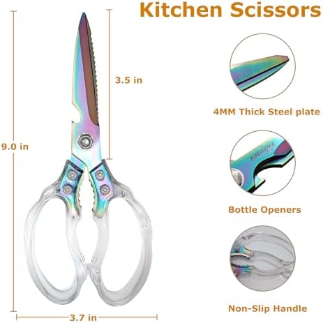 Kitchen Scissors, Heavy Duty Sharp Kitchen Shears, Stainless Steel & Aluminum