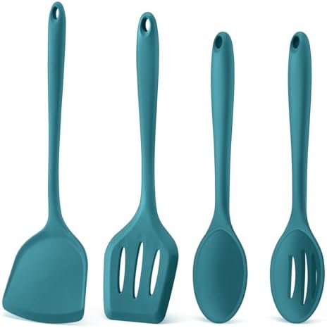 P&P CHEF Blue Kitchen Utensil Set, 4 Pieces Silicone Cooking Utensils
