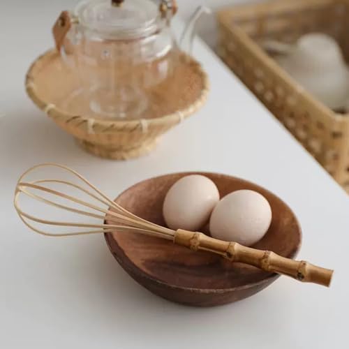 Handmade Bamboo Whisk, 10 Inch Uncoated Wooden Whisk