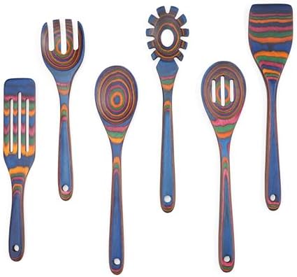 6-Piece Pakkawood Cooking Utensil Set, Wooden Spoons