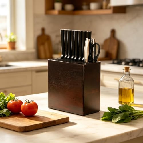 Universal Knife Holder XL Knife Block Without Knives Acacia Wood Dark Brown