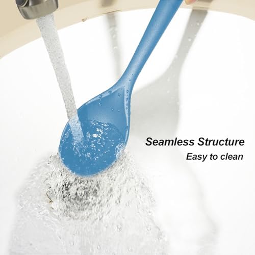 VOVOLY Silicone Spoons for Cooking, Solid & Slotted Spoon, Starry Blue