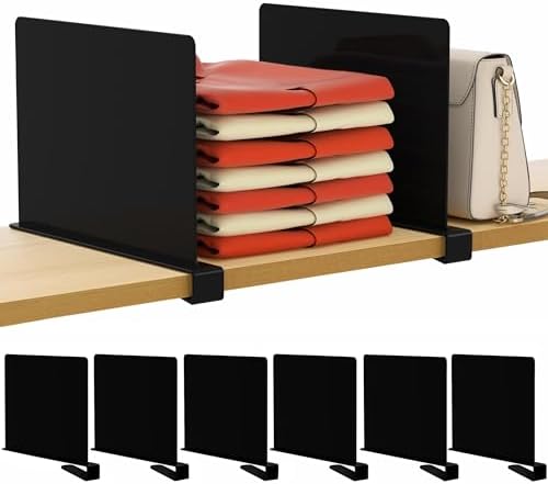 HBlife 6 Black Shelf Dividers, Vertical Purse Organizer