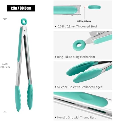 Doosu Kitchen Tongs with Silicone Tips
