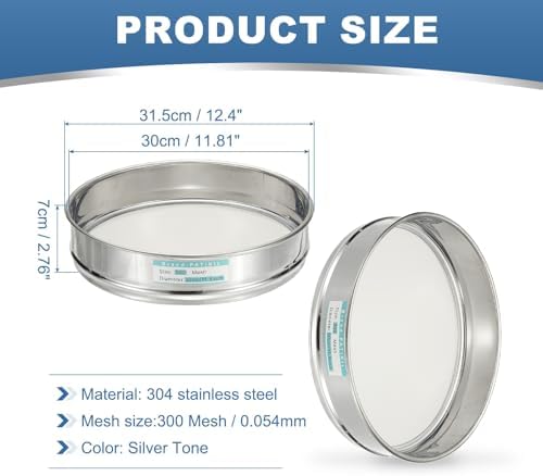 PATIKIL 300 Mesh Lab Sieve, 11.8" Diameter Sifting Screen 304 Stainless Steel