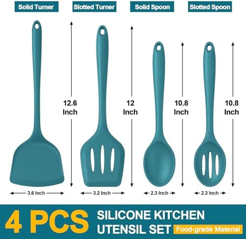 P&P CHEF Blue Kitchen Utensil Set, 4 Pieces Silicone Cooking Utensils