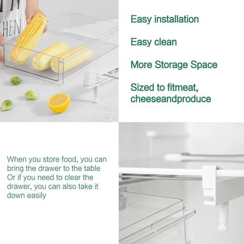 Large Fridge Drawer Organizer 14in-20in Upgradation Refrigerator Undershelf
