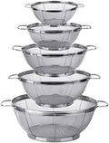 5 Pack 18/8 Stainless Steel Colander Sieves, Rinse or Steam