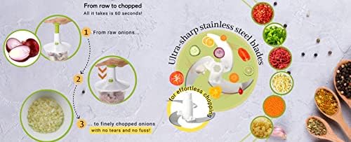 Brieftons Express Manual Food Chopper, 6.8-Cup Hand Pump Vegetable Chopper to