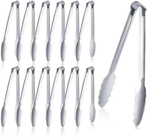 12 Pack Buffet Tongs Serving Tongs Stainless steel Kitchen Tongs 9inch