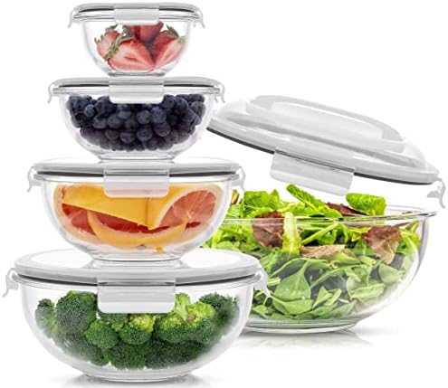 JoyJolt Kitchen Mixing Bowls. 5pc Glass Bowls