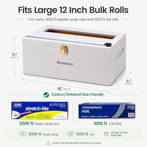 Libreshine 12-Inch Bamboo Plastic Wrap Dispenser