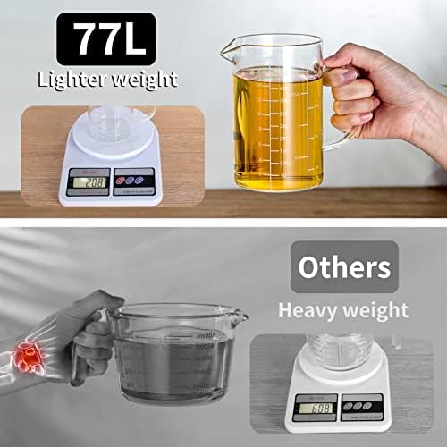 77L 2 Cup Glass Measuring Cup, High Borosilicate Glass Measuring Cup