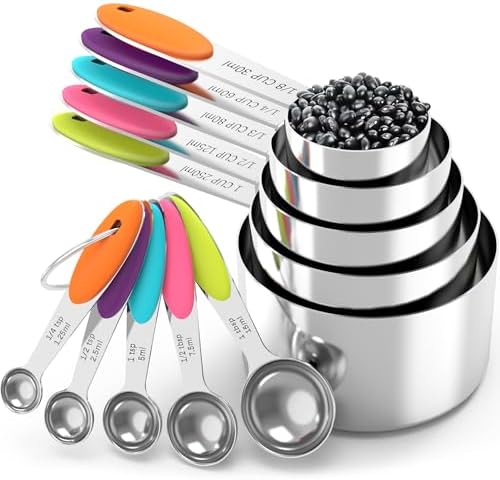 TILUCK Nesting Measuring Cups and Spoons Set, Stainless Steel
