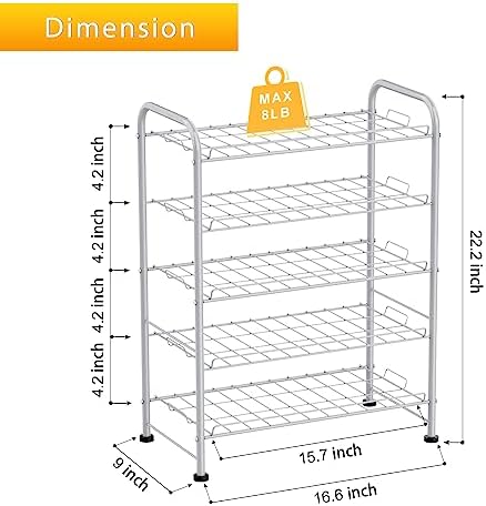 Water Bottle Holder Organizer 5 Tier Water Bottle Storage Rack, Freestanding