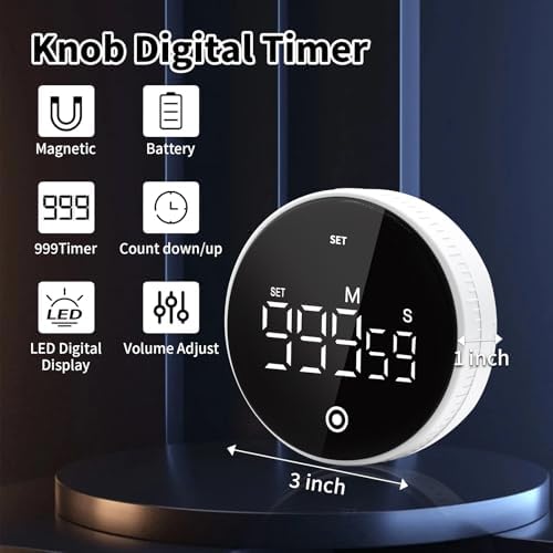 Digital Kitchen Timer, Magnetic Visual Countdown Countup Timer