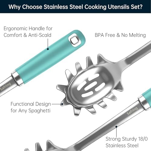 Safring Stainless Steel Soup Ladle and Spaghetti Spoon Set, Heat Resistant