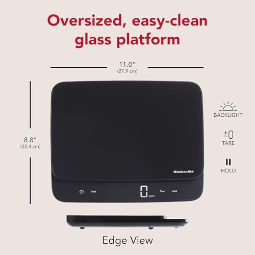 KitchenAid KQ917 High Capacity Glass Surface Digital Kitchen and Food Scale