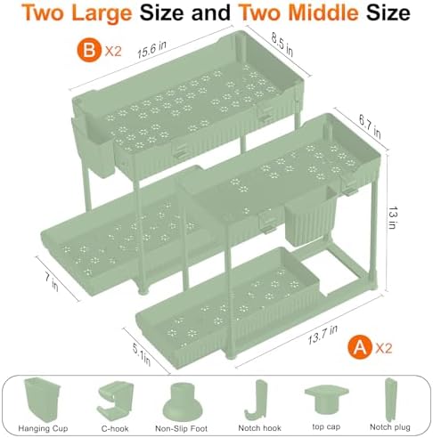 Sevenblue 4-Pack 2-Tier Under Sink Organizer