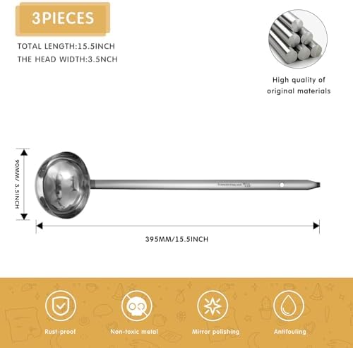Meekoo 3 Pcs Stainless Steel Ladles Soup