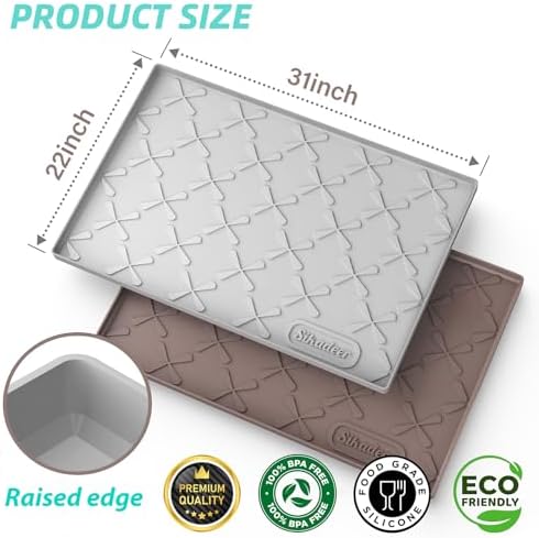 SIKADEER Waterproof Under Sink Mat 31" x 22" Kitchen Cabinet Liner Silicone