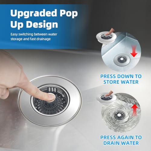 Hibbent 2 Pack Metal Kitchen Sink Drain Strainer and Stopper, Transparent